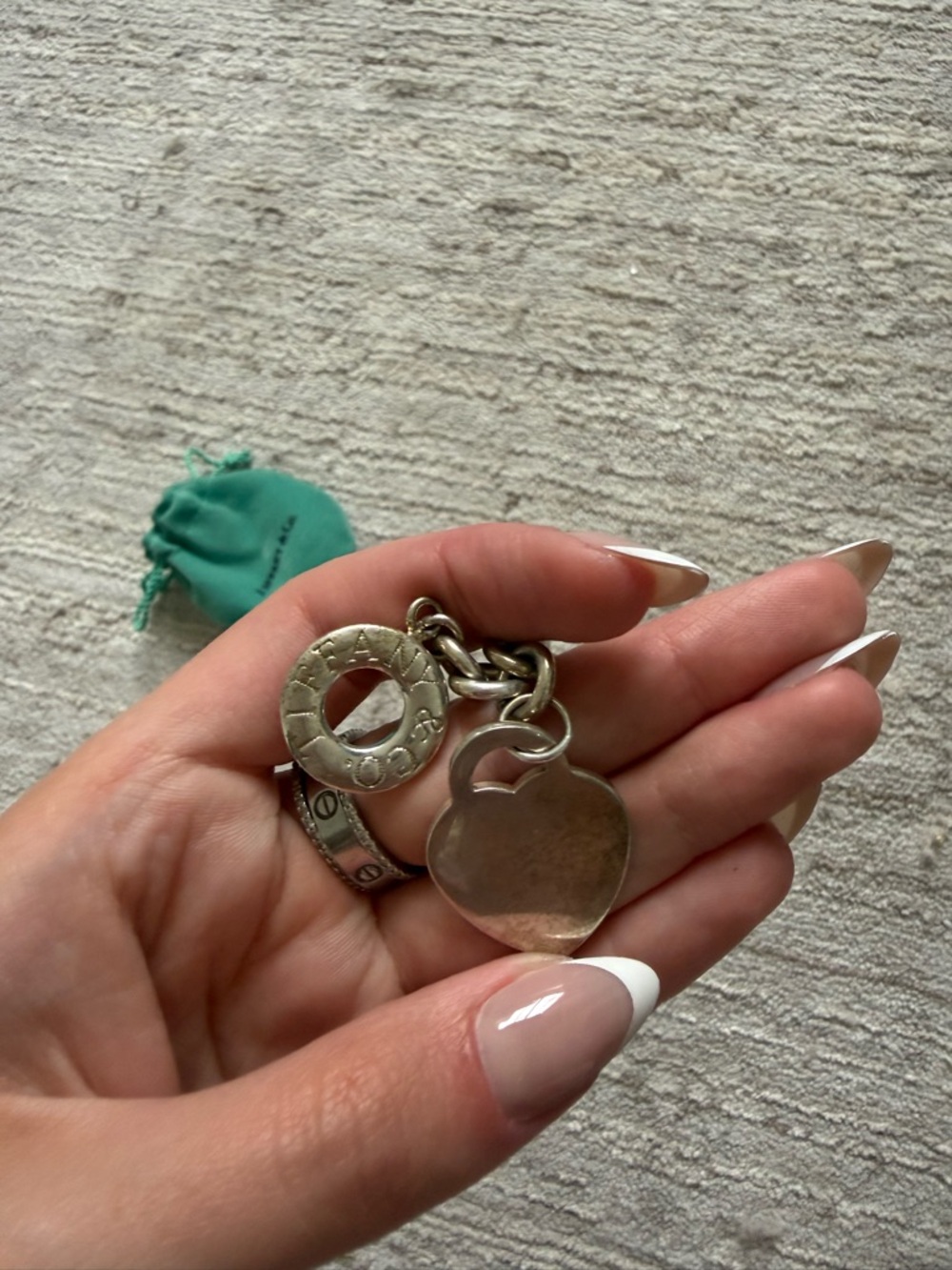 Tiffany & Co. Sterling Silver Toggle Charm Necklace with Teal Pouch - Picture 6 of 7